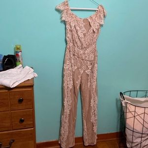 Beige/cream lace jumpsuit - size S